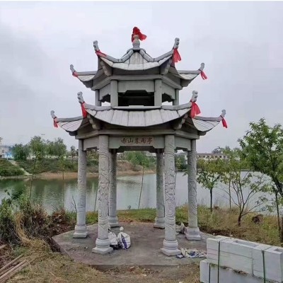 青石大理石花岗岩石雕凉亭单层双层石亭子六角八角石凉亭图3