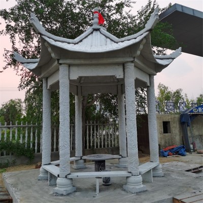 青石大理石花岗岩石雕凉亭单层双层石亭子六角八角石凉亭图2
