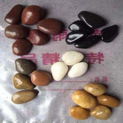雨花石鹅卵石厂家批发黑色精抛光鹅卵石造景装饰五彩石白色鹅暖石图3