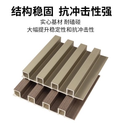 长城板生态木护墙板格栅板凹凸形新中式轻奢木格栅背景墙吸音板图2