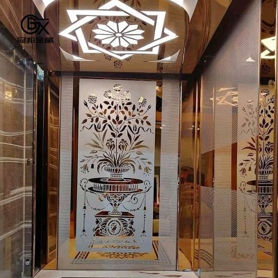 高端316 304镜面不锈钢板局部喷砂蚀刻花纹电梯轿厢彩色装饰面板