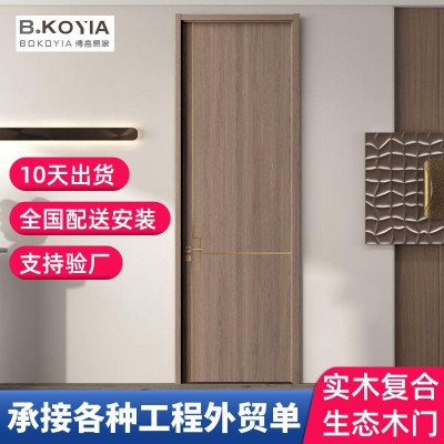 免漆实木复合门房间套装门模压门室内门卧室门酒店隔音门平开门图5
