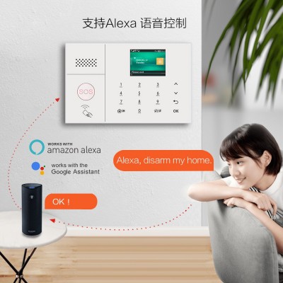 跨境货源gsm防盗报警器 无线WiFi双网智能安防系统带语音提示器图2