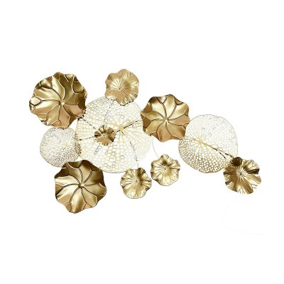 轻奢风金属荷花墙上客厅背景墙玄关墙面装饰品创意铁艺荷叶壁挂件图4
