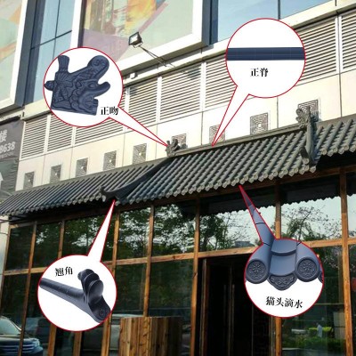 树脂瓦屋顶仿古屋檐门头装饰塑料琉璃瓦片双面加厚屋面仿古一体瓦图2