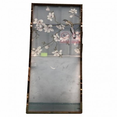不锈钢绢画酒店大堂隔断丝绸画不锈钢屏风金属屏风丝绸纱画屏风图5