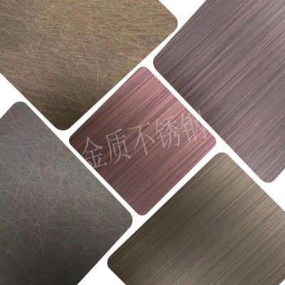 镀铜发黑不锈钢板拉丝乱纹青古铜红古铜黄古铜 纳米色油仿铜板图2