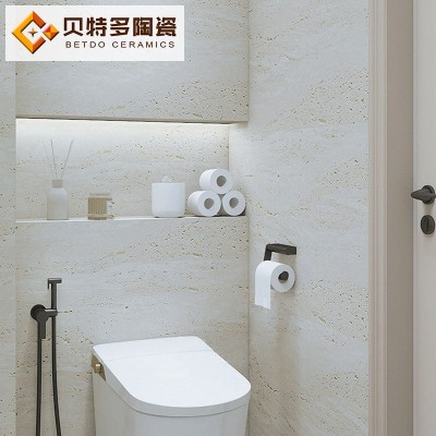 白色洞石瓷砖哑光大理石砖客厅墙砖卫生间地砖酒店民宿别墅地图3