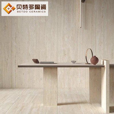 白色洞石瓷砖哑光大理石砖客厅墙砖卫生间地砖酒店民宿别墅地图2