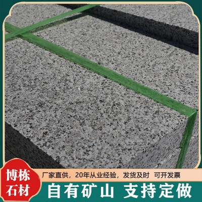 芝麻灰火烧板 市政道路建筑地铺石板 花岗岩荔枝面浅灰色工程石板图2