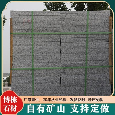芝麻灰火烧板 市政道路建筑地铺石板 花岗岩荔枝面浅灰色工程石板图4