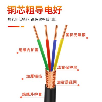 kvvp屏蔽线2到12芯1到2.5平方国标硬线铜芯电力电源控制电缆批发图2