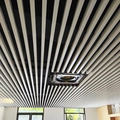 铝方通吊顶U型槽型材吊顶铝天花商场超市木纹铁方通吊顶材料图5