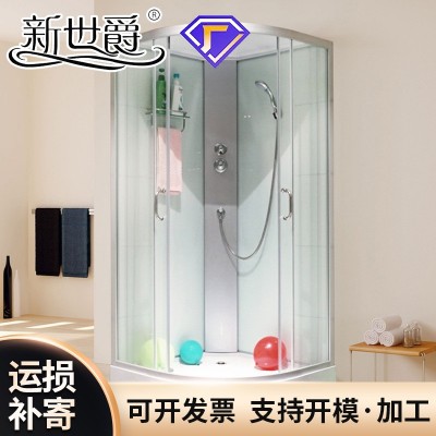 新世爵一体式铝合金洗澡房冲凉房浴室弧形钢化玻璃隔断整体 淋浴房图2