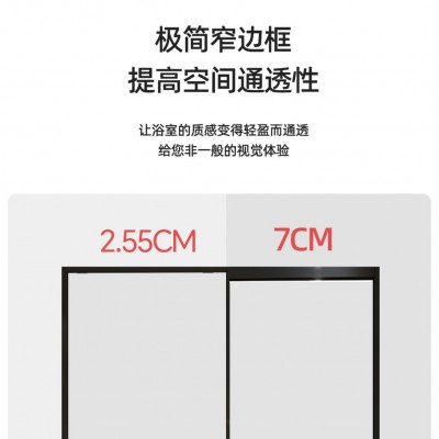 极简淋浴房一字型屏风下沉式浴屏卫生间一固一移门隔断玻璃门浴室图4