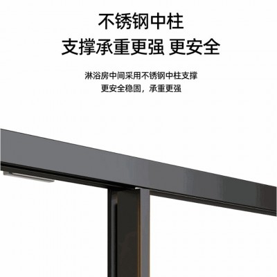 极简淋浴房一字型屏风下沉式浴屏卫生间一固一移门隔断玻璃门浴室图1
