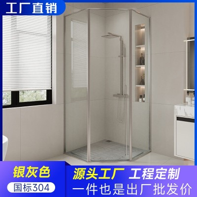 钻石型极窄边框淋浴房酒店卫生间浴室洗澡干湿分离玻璃沐浴隔断图4