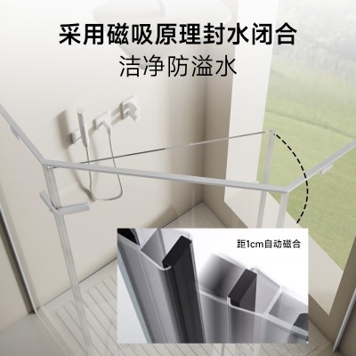家用钻石型无边框淋浴房卫生间浴室干湿分离平开门玻璃沐浴隔断图4