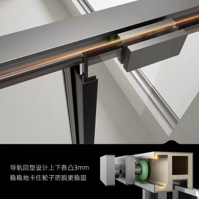极窄缓冲直行一固一移玻璃隔断干湿分离淋浴房卫生间推拉移门浴屏图3
