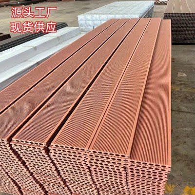 塑木地板户外共挤庭院园林栈道材圆孔防水木塑地板共挤长城板围栏图5
