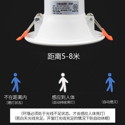 嵌入式微波雷达感应天花孔灯走廊楼道声光控人体红外感应筒灯led图4