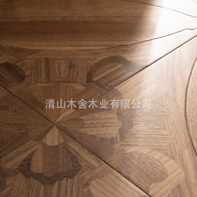 安丽公主橡木黑胡桃方形艺术拼花多层实木复合地板日式出口E0地暖图4