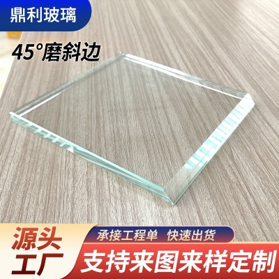 45度磨斜边玻璃超白展柜5mm-22mm规格齐全夹胶超透光低铁钢化玻璃图1