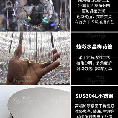 酒店大堂圆形水晶灯别墅客厅餐厅led吸顶灯非标工程宴会厅灯具图4