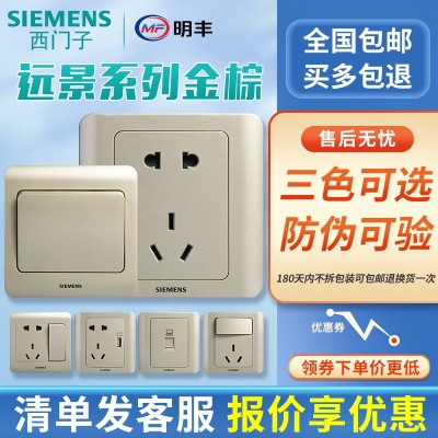 SIEMENS西门子开关面板 西门子远景系列金棕单双开USB五孔插座图3