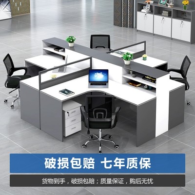 屏风办公桌简约现代4人位2工位员工职员财务卡座办公桌椅组合家具图2