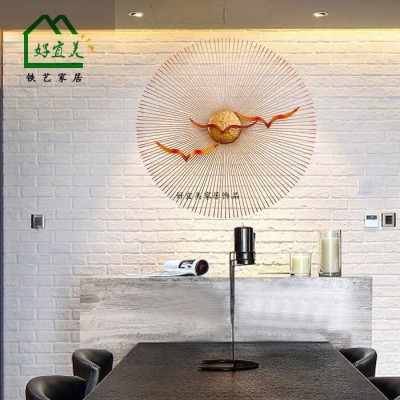欧式金属铁艺太阳花太阳镜装饰壁饰壁挂酒店别墅大雁艺术软装墙饰图4