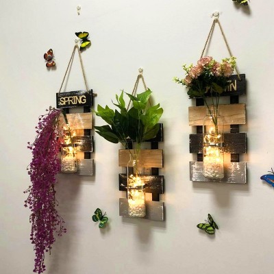 墙壁挂饰木板挂件创意餐厅房间客厅墙上墙面水培花瓶家居壁挂饰品图3