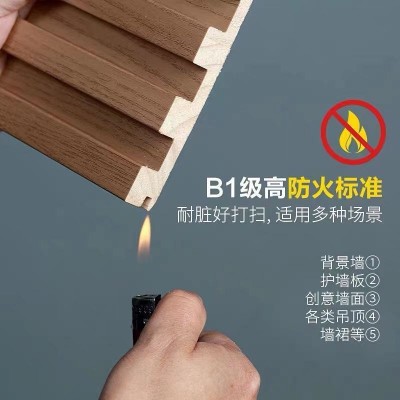 实木格栅电视背景护墙板隔栅条实木凹凸长城板木饰面卧室装饰板图2