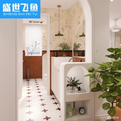 法式复古风美拉德厨房卫生间瓷砖600x1200浴室洗手间焦糖色墙面砖图2