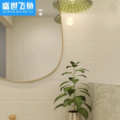 北欧厨房卫生间奶油米黄色格子砖浴室洗手间墙砖阳台奶白色瓷砖图4