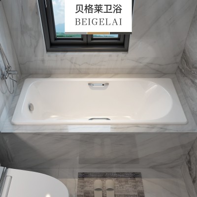 卫生间单人方形泡澡铸铁陶瓷嵌入式浴缸家用小户型成人搪瓷贝格莱图3