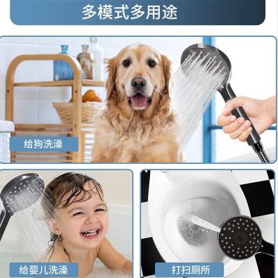 美式亚马逊延长杆明装花洒壁挂式淋浴三通分水器不锈钢喷头沐浴套图1