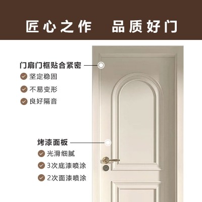 轻法式奶油风轻奢现代简约风高级卧室门房间静音木门厂家定制批发图3