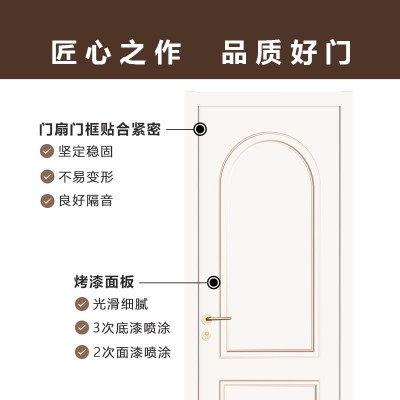 现代简约北欧奶油风室内房间轻奢卧室门隔音门法式家用工厂 烤漆门图2