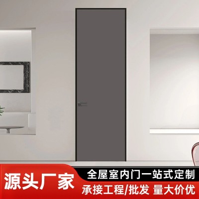 极简碳品铝木门空内隐形门卧空门静音房门极窄实木合套装门图1