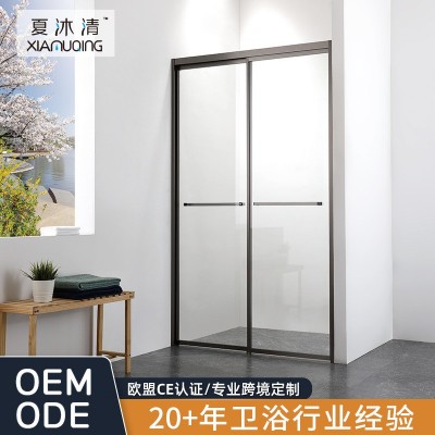 定制窄边不锈钢淋浴房 干湿分离一字型玻璃隔断浴室 外贸玻璃隔断