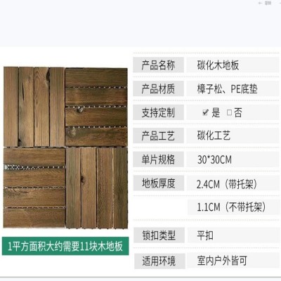 户外防腐碳化木阳台拼接木地板庭院花园装饰碳化室外批发厂家自铺图2