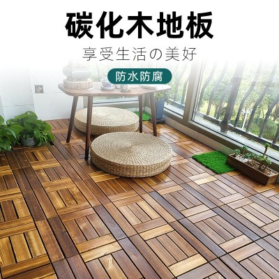 厂家直供碳化木板阳台露台庭院花园碳化实木地板室外拼装木塑地板图3
