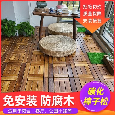 厂家直供碳化木板阳台露台庭院花园碳化实木地板室外拼装木塑地板图2
