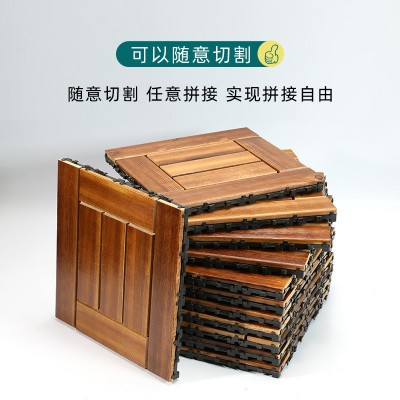 厂家直供碳化木板阳台露台庭院花园碳化实木地板室外拼装木塑地板