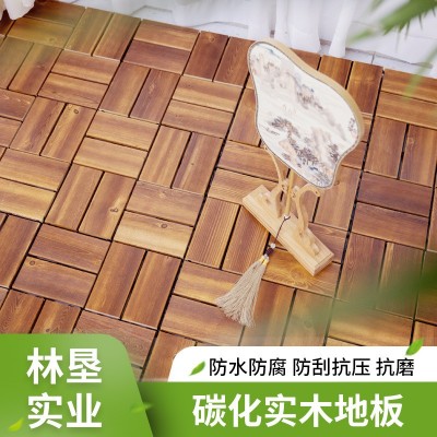 庭院露台室外木板户外碳化实木地板阳台防水露天防腐松木地板厂家图1