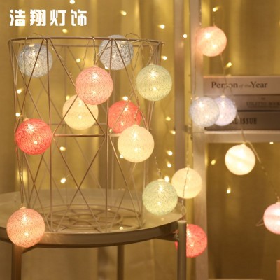 LED彩灯棉线球圆灯串星星灯马卡龙色diy手工制作ins风小仙女装饰图3