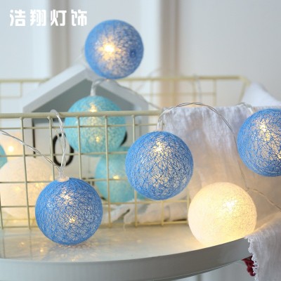 LED彩灯棉线球圆灯串星星灯马卡龙色diy手工制作ins风小仙女装饰图2