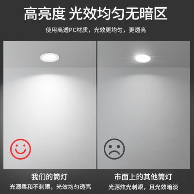 LED筒灯卧室客厅走廊家用服装店商场防眩晕天花灯嵌入式 筒灯批发图2