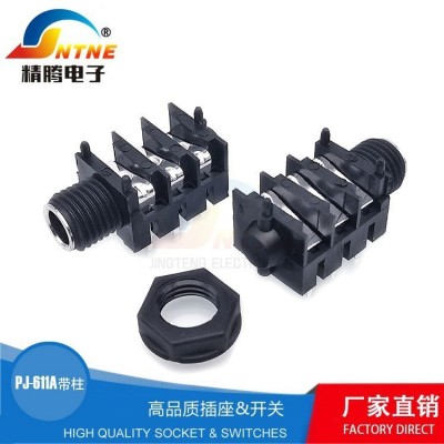 供应6.35MM PHONE JACK 6.3耳机插座PJ-611A内轴全螺带柱CK-6347A图3